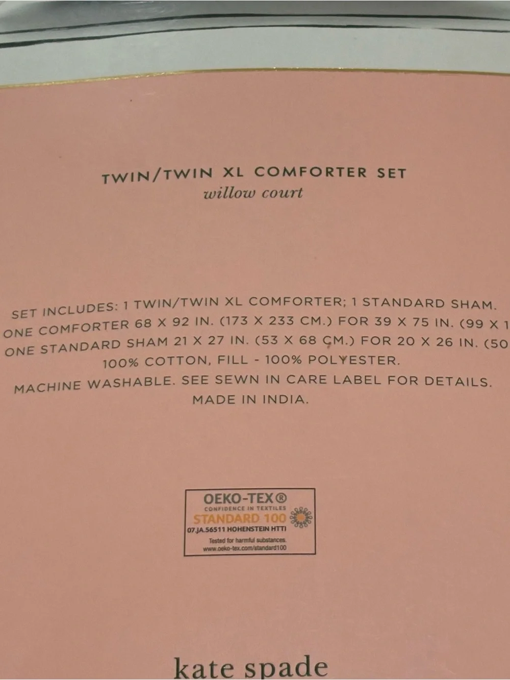 Kate Spade Willow Court  White with Pink Floral Design Twin/TwinXL Comforter Set